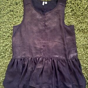 Frenchi Glittery Brown Mesh Peplum Top